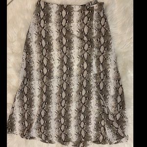 Snake Print Midi Skirt with Slit